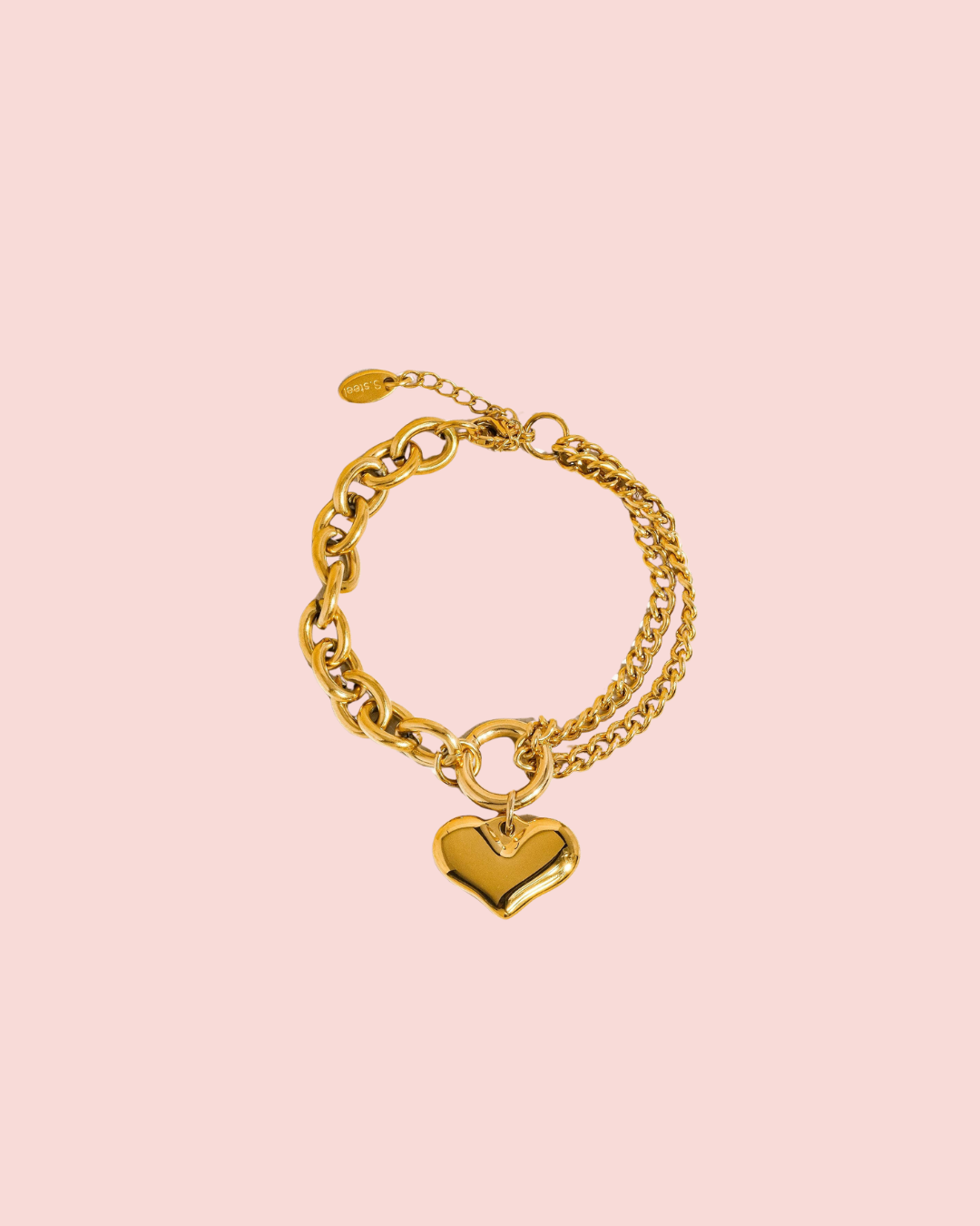 Allure 18K Gold Non-Tarnish Heart Chain Bracelet