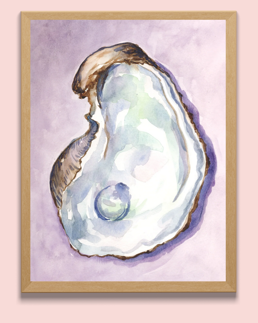 Oyster Watercolor Art Print Purple