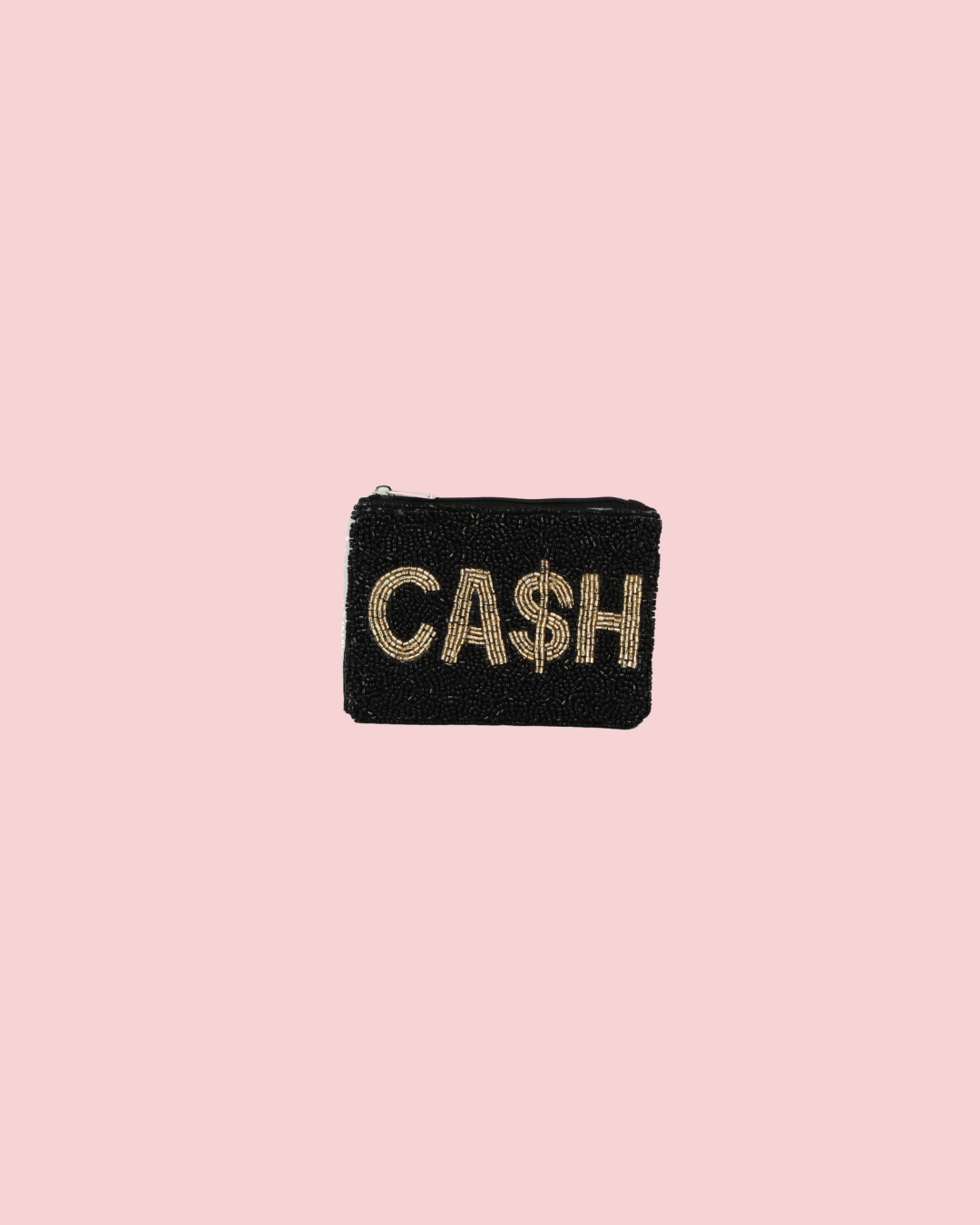Ladies Festive Fully Beaded CASH Theme Coin Purse