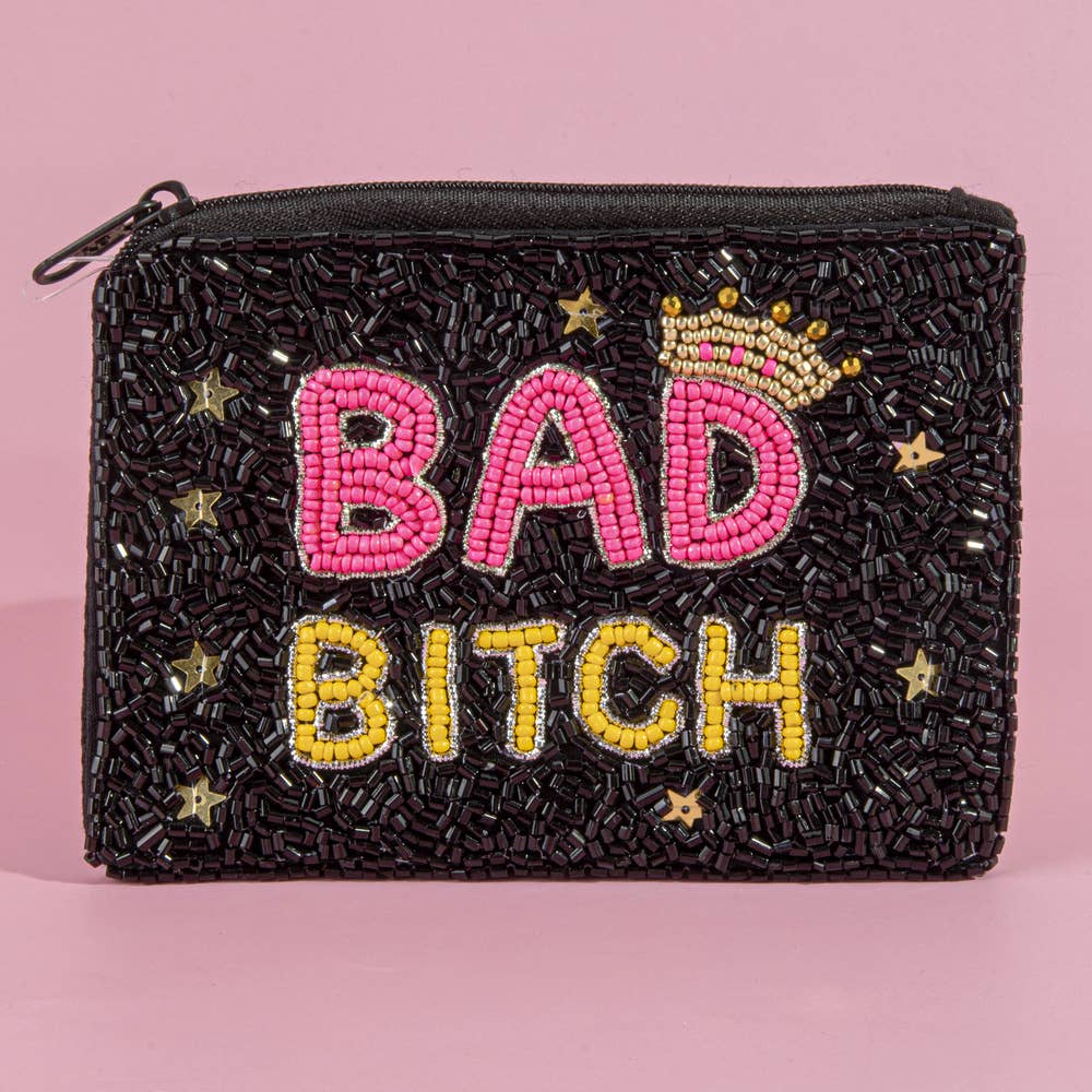 Bad Bitch Crown Beaded Coin Pouch