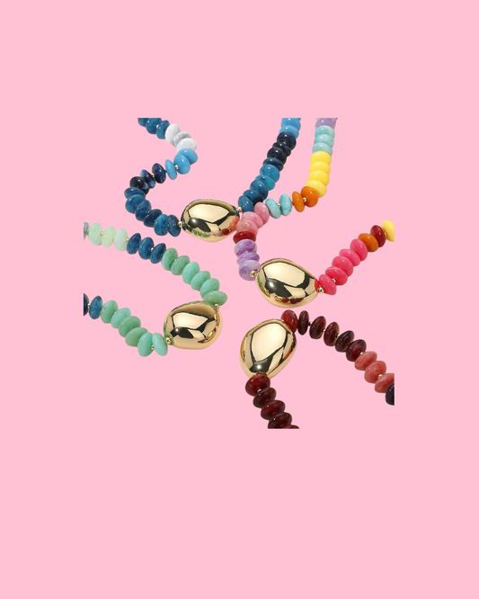 Chunky Pebble Resin Beaded Statement Necklace