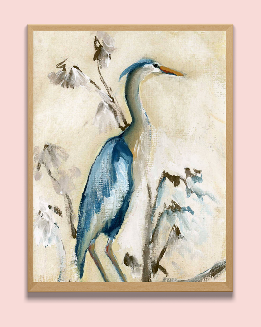 Gregory, a Heron Bird Vertical Print
