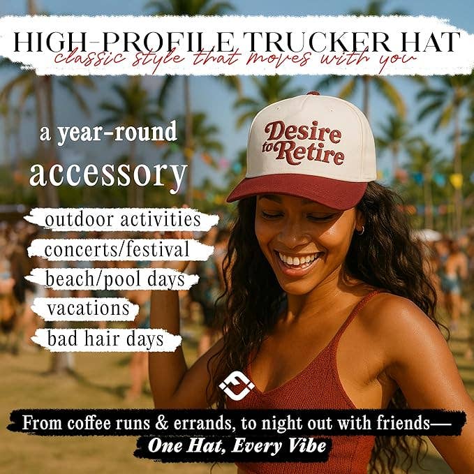 Two Tone Cap - Desire to Retire (Burgundy/Beige)