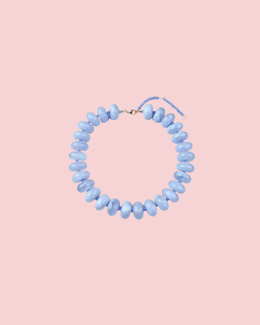 Polished Bead Statement Necklace | Blue