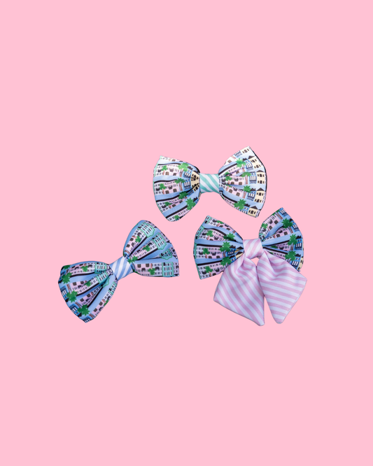 Rainbow Row Bow Tie - Blue and Green