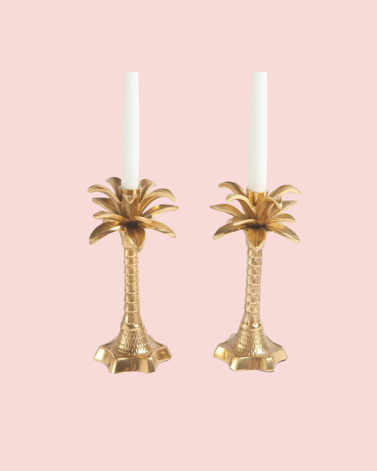 Palm Tree Candlestick Set