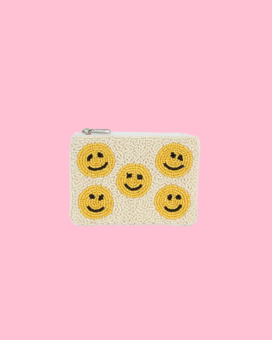 Multiple HAPPY FACE Fully Beade Ladies Coin Purse