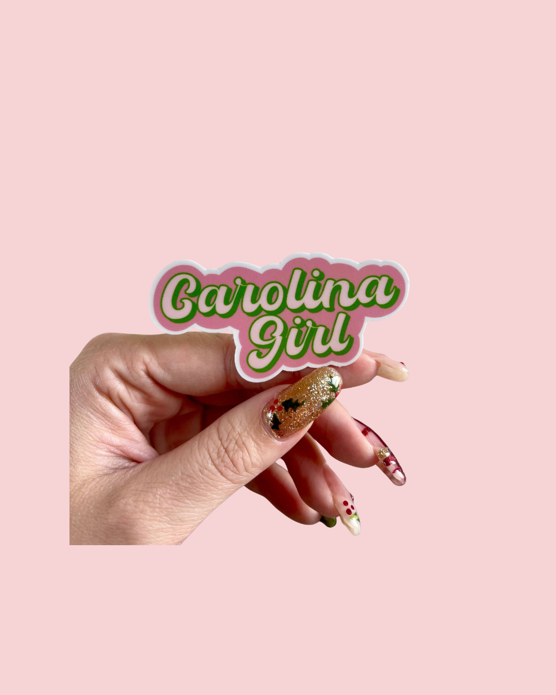 Carolina Girl North or South Pink and Green Vinyl Sticker