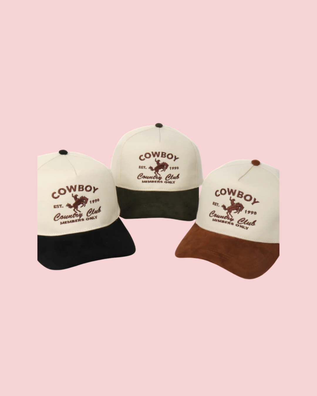 Western COWBOY COUNTRY CLUB Suede Brim Two Tone Cap