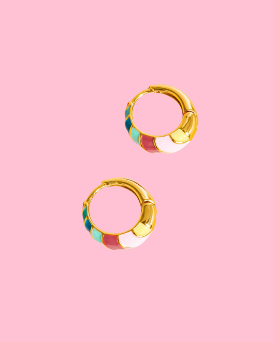 Paloma 18K Gold Colorful Striped Hoop Earring