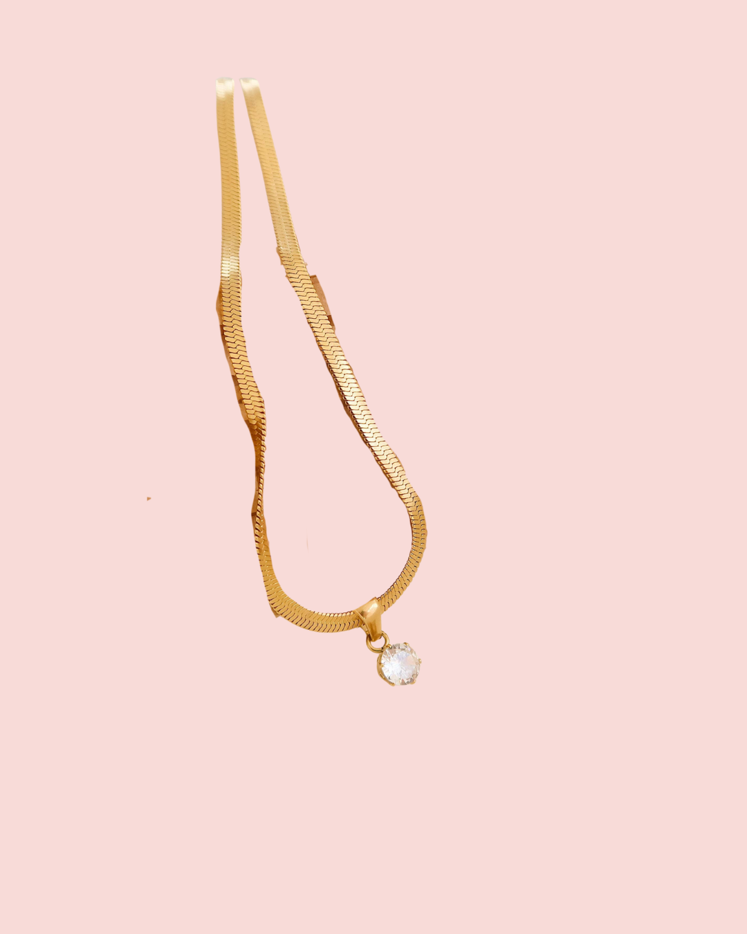 Blanc 18K Gold Non-Tarnish CZ Snake Chain Necklace