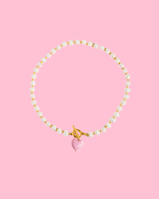 Wren Vintage Natural Pearl Heart Necklace