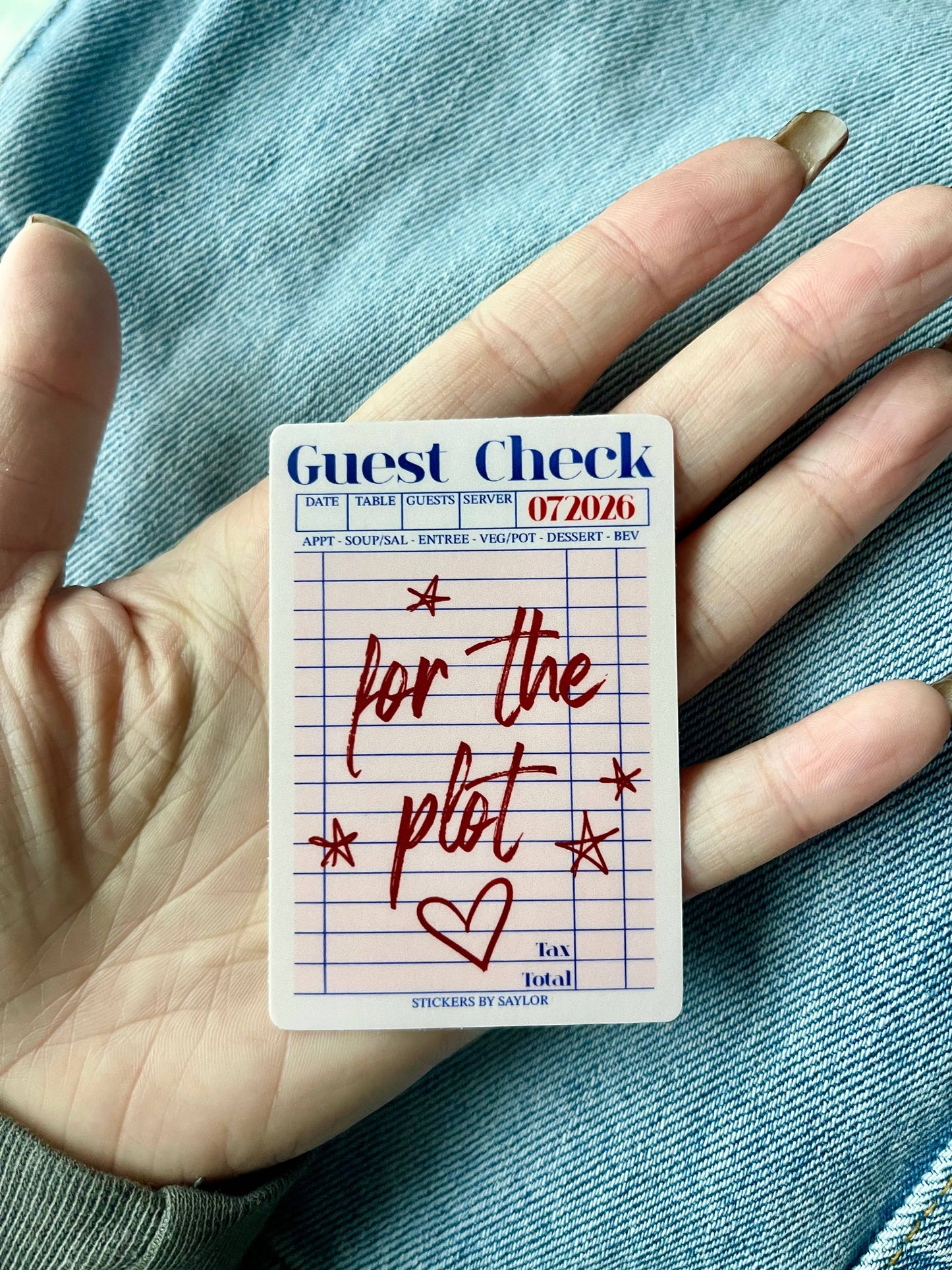 For The Plot Guest Check Vinyl Sticker for Readers/Girls/etc