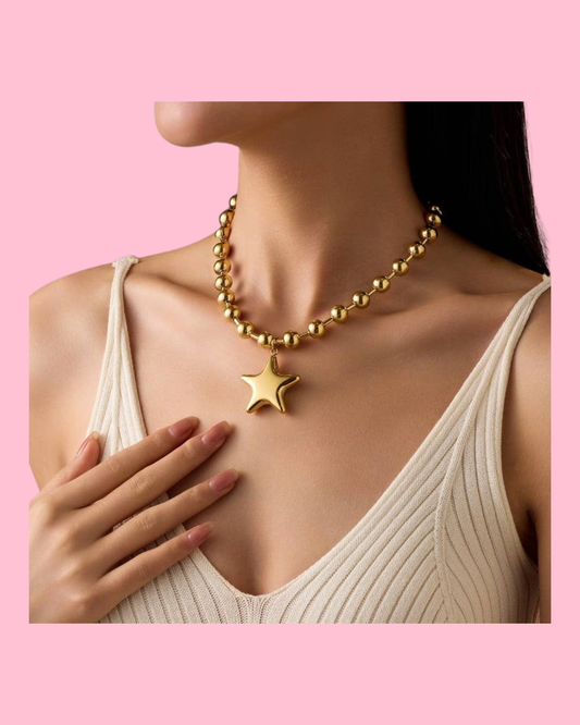 Puffy Star Chunky Ball Chain Necklace