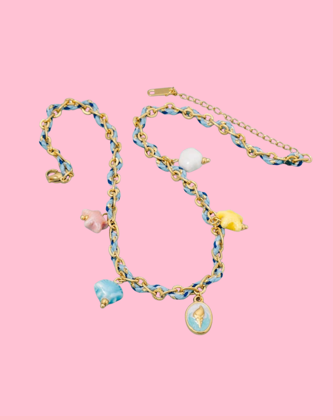 Stainless Steel Conch Shell Coin And Epoxy Sea Life Charms