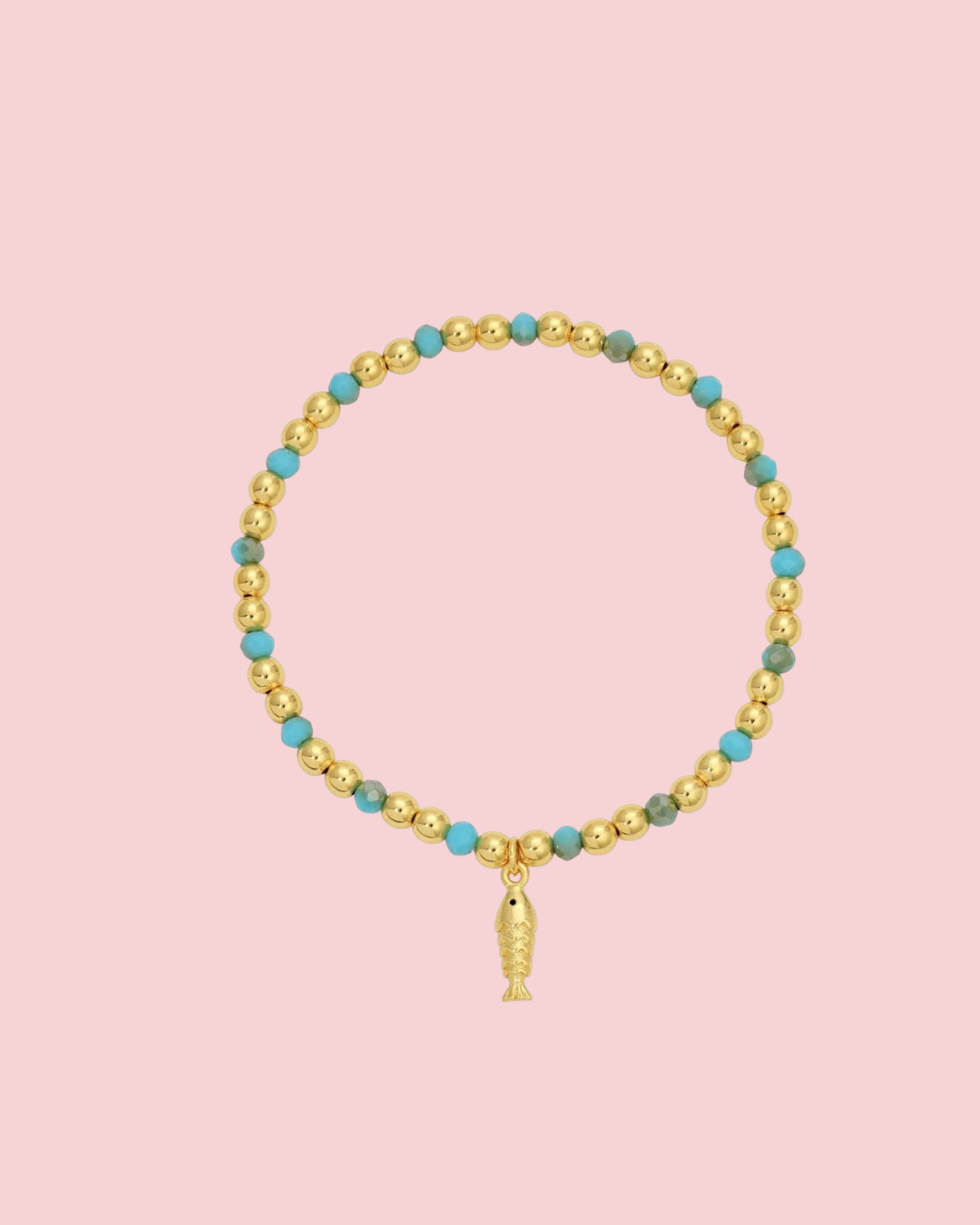 Fish Charm Beaded Stretch Bracelet