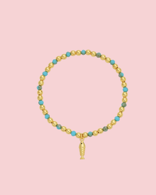 Fish Charm Beaded Stretch Bracelet