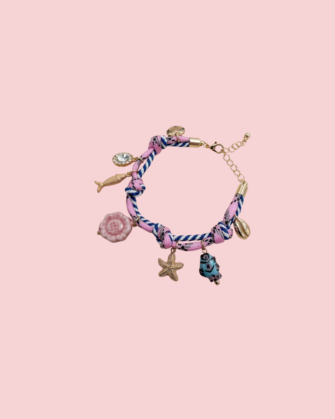 Fish Porcelain Rhinestone Charm Bracelet