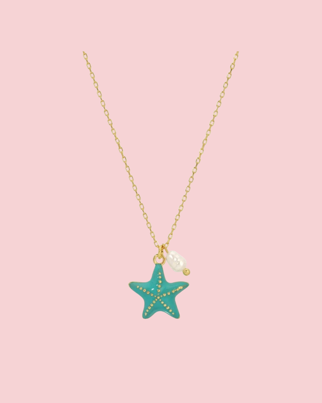 Starfish Pendant Necklace with Freshwater Pearl