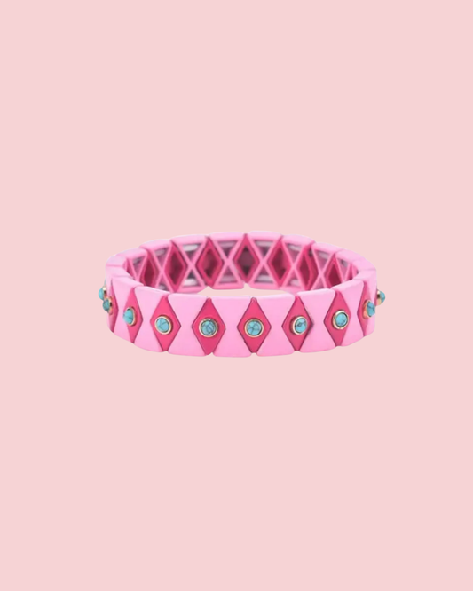Diamond Enamel Tile Bracelet