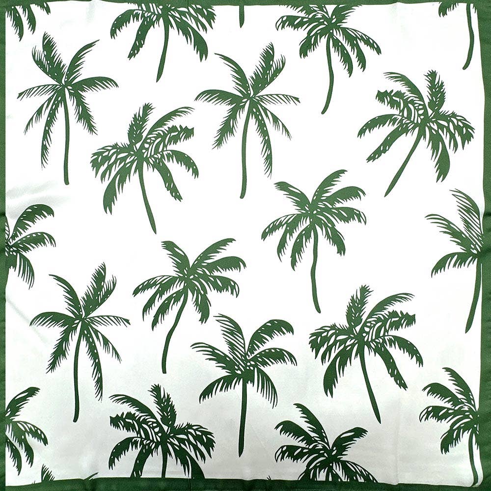 Palm Tree Pattern Printed Square Silky Satin Bandana Scarf