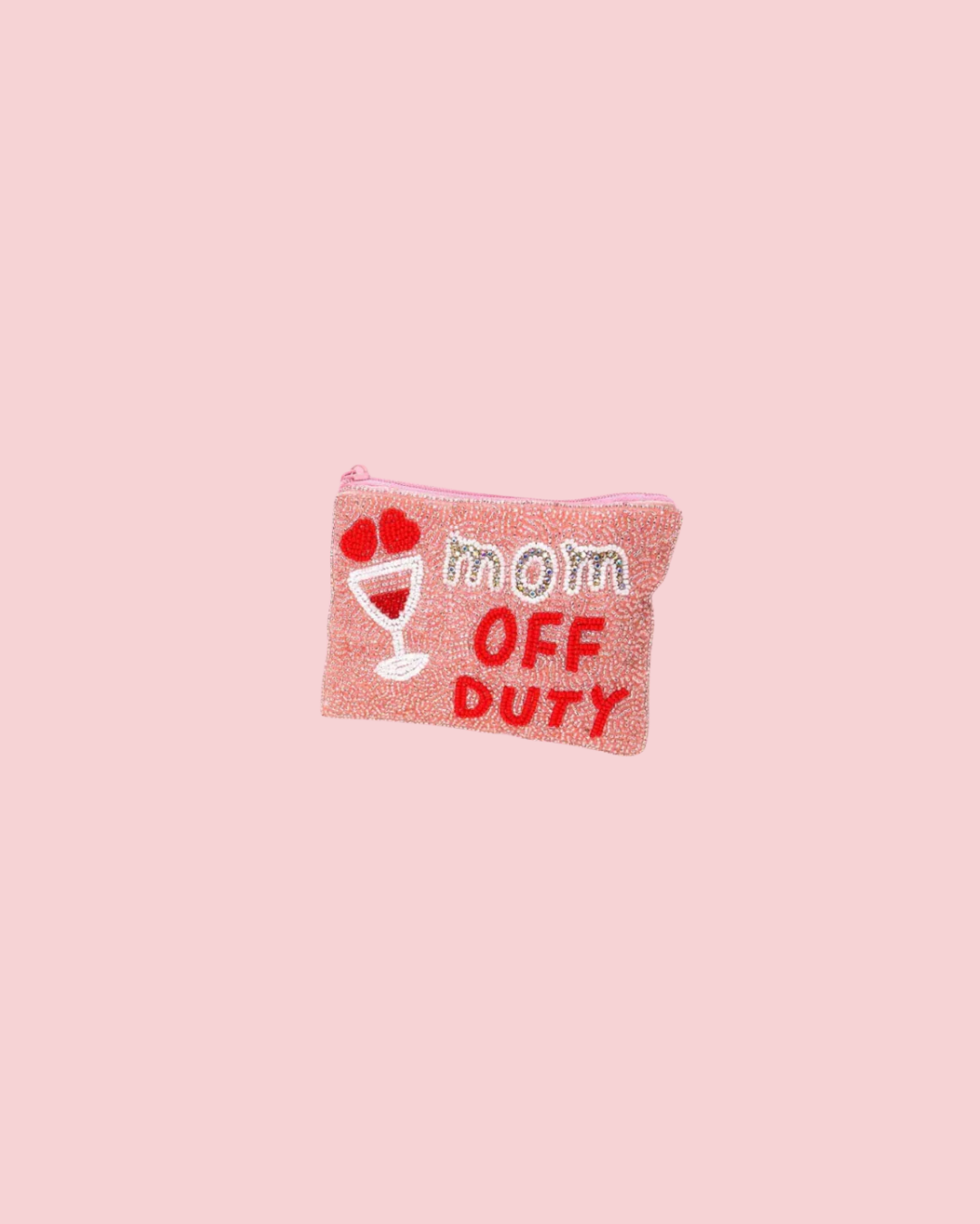Mom Off Duty Beaded Coin Purse
