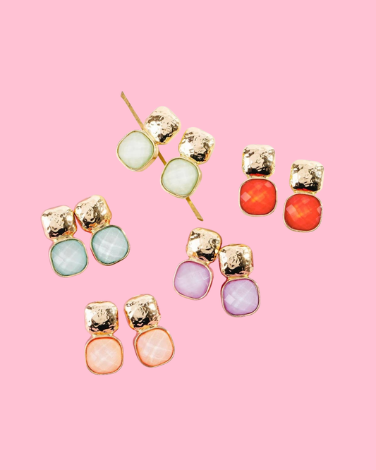 Faceted Square Resin Drop Earrings