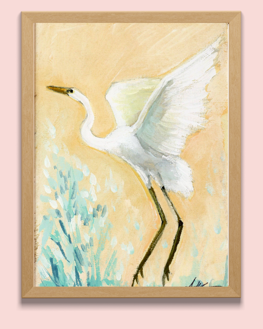 Anna White Egret, a Vertical Print