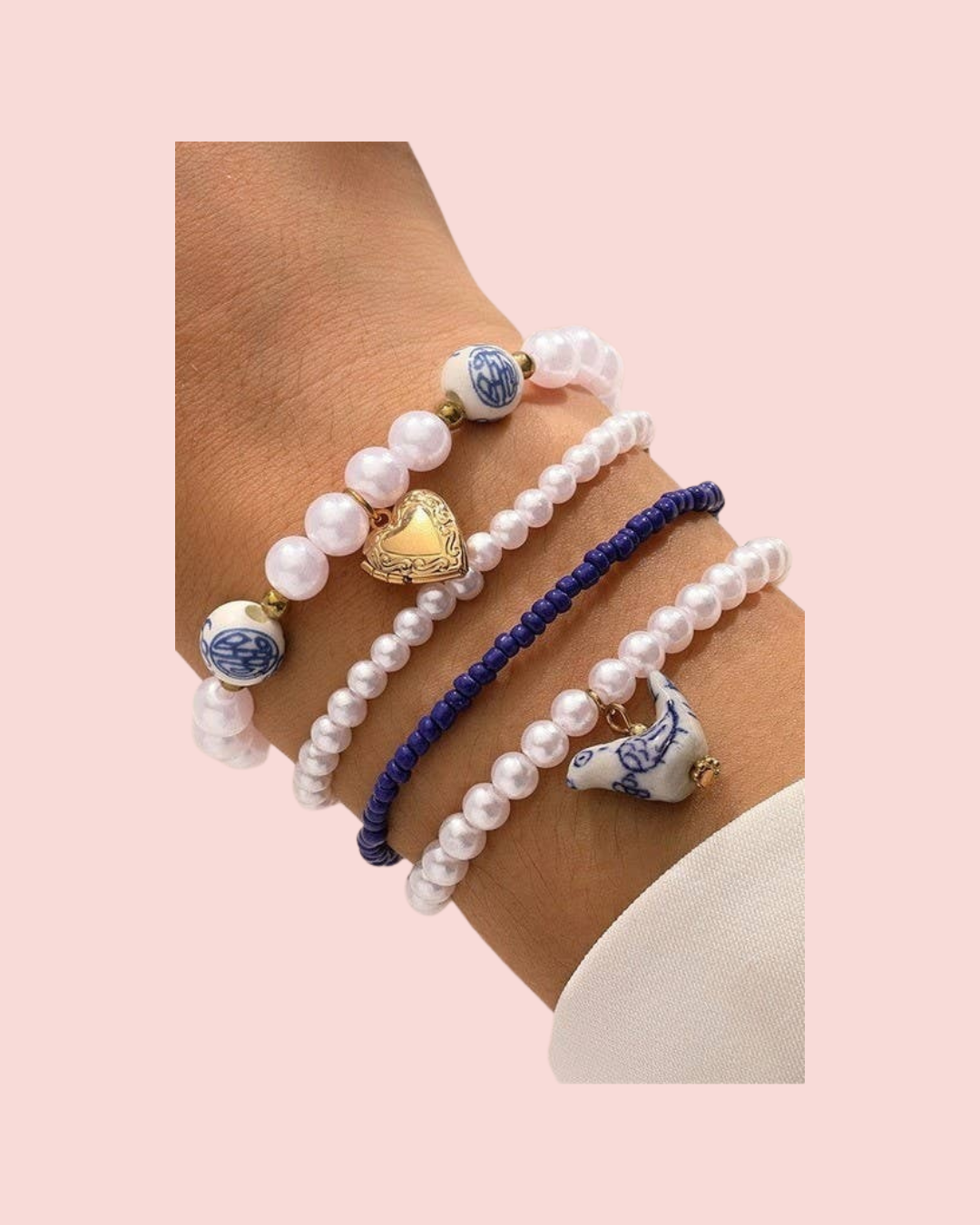 Blue Bow Multi Bracelet Set