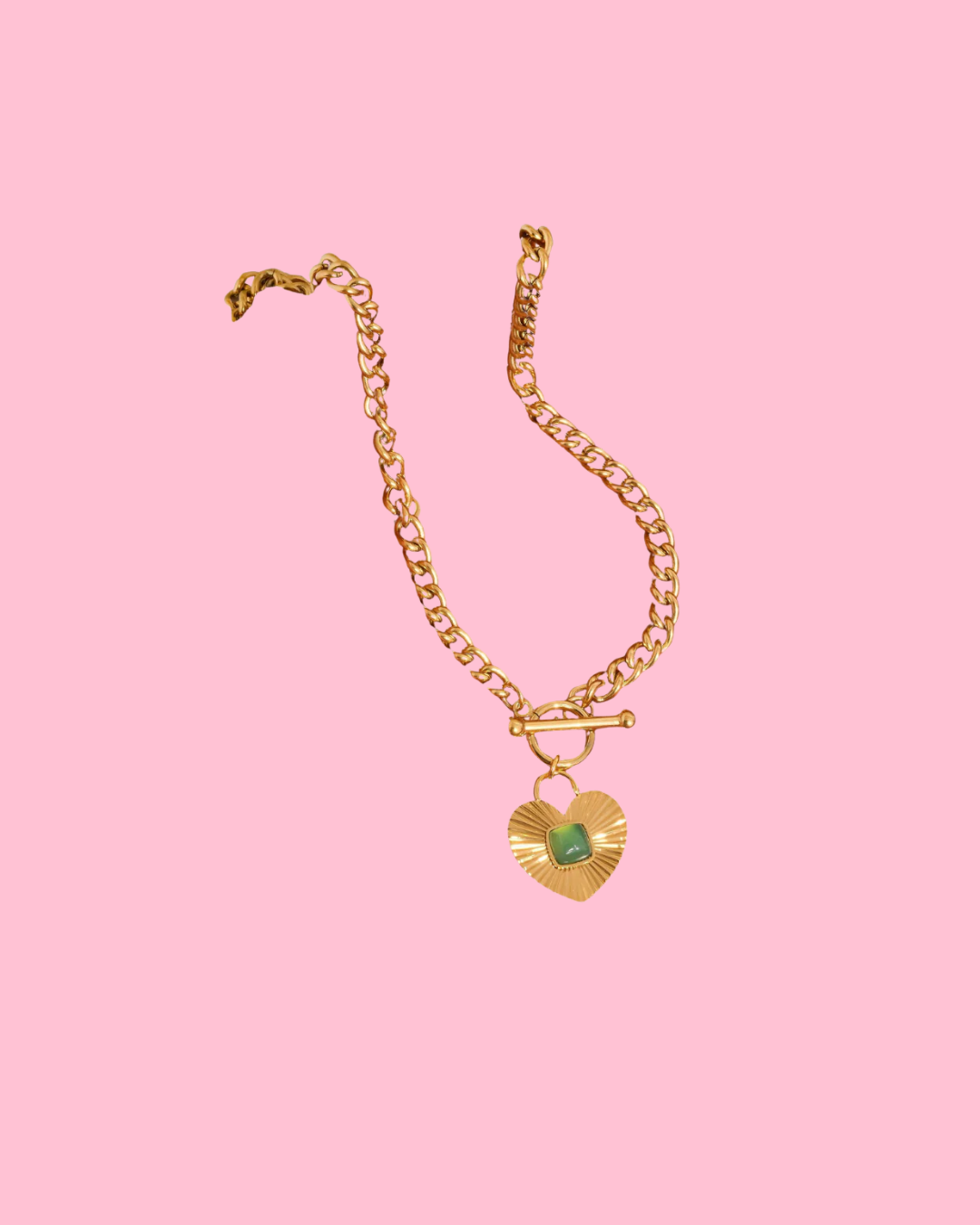 Après 18K Gold Non-Tarnish Green Heart Chain Necklace