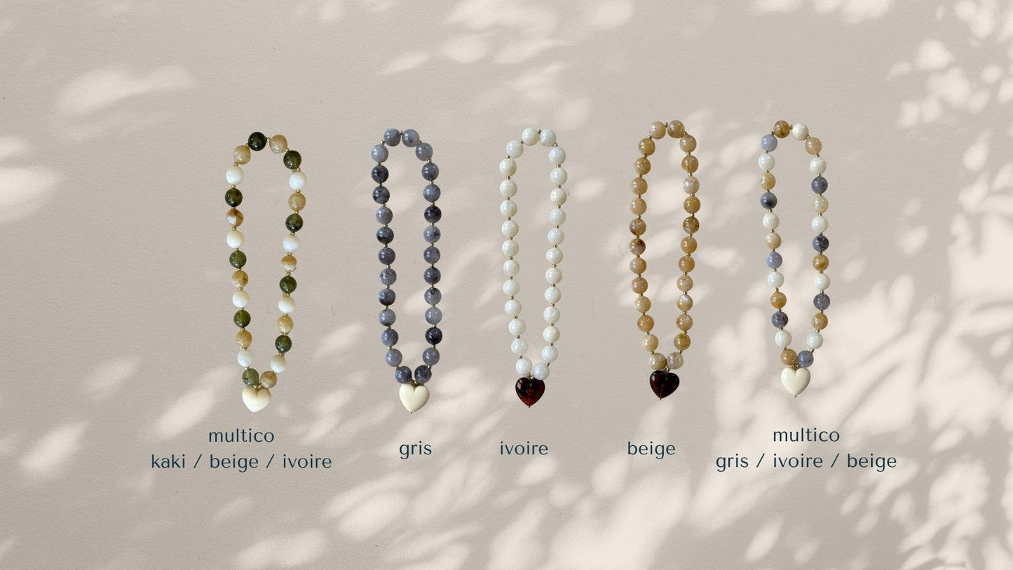 ALMA NECKLACE - ROUND PEARL / BALL NECKLACE: Pêche
