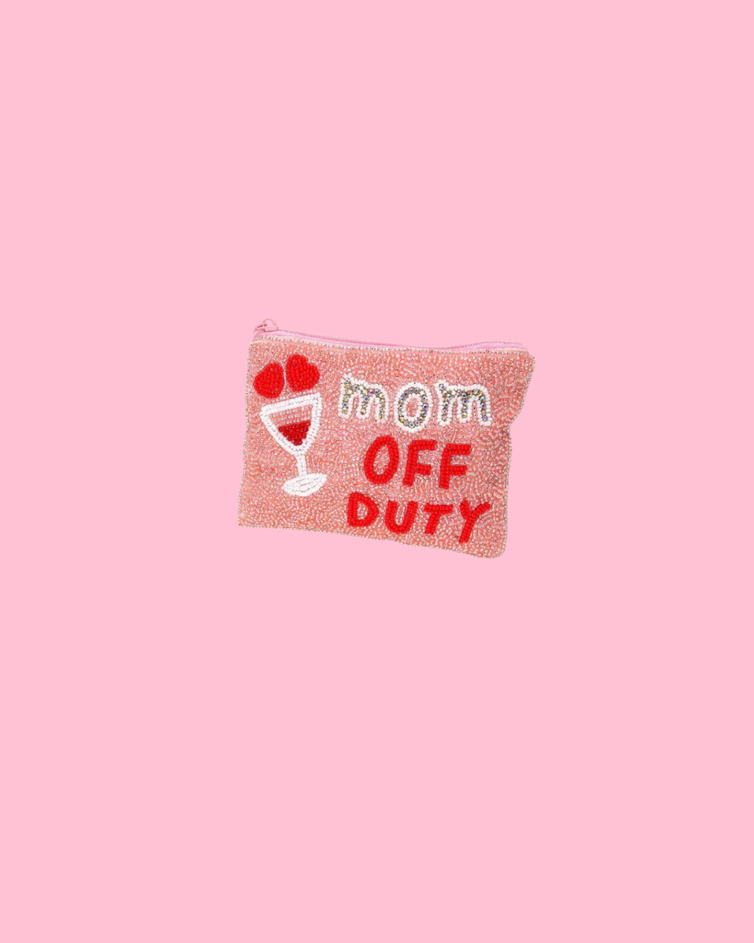 Mom Off Duty Beaded Coin Purse