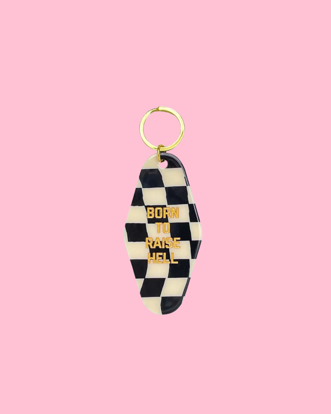 Born to Raise Hell Checkered Keychain