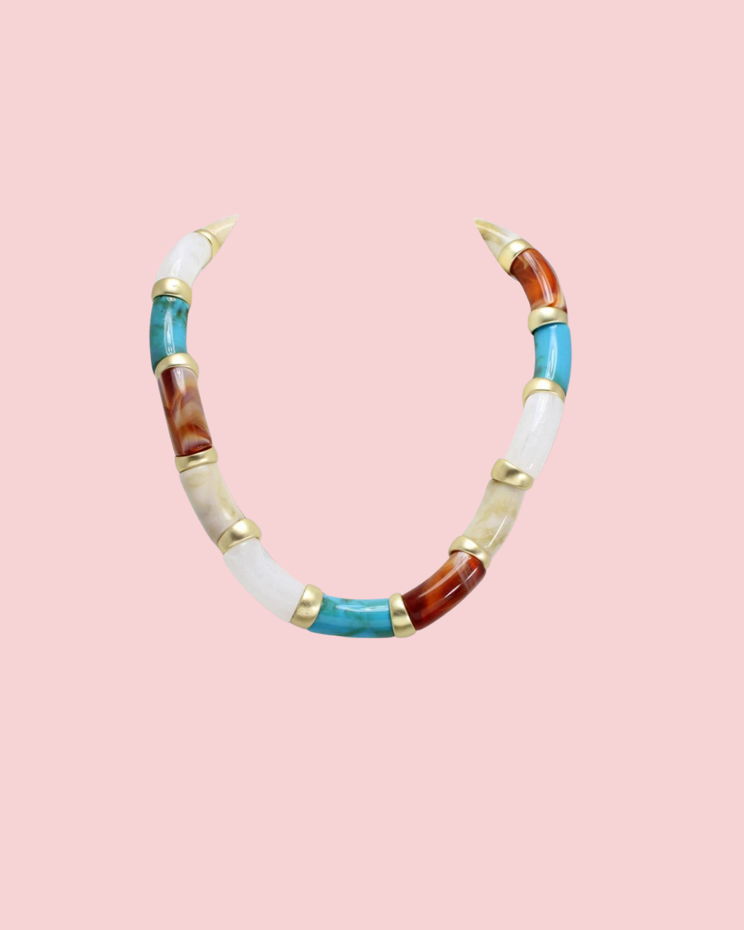 MIXED ACETATE RESIN TUBE NECKLACE