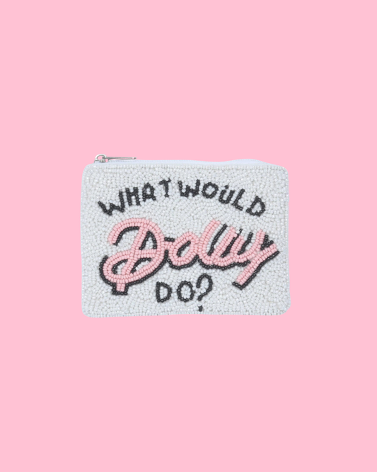 Ladies WHAT WOULD DOLLY DO Fully Beaded Coin Purse
