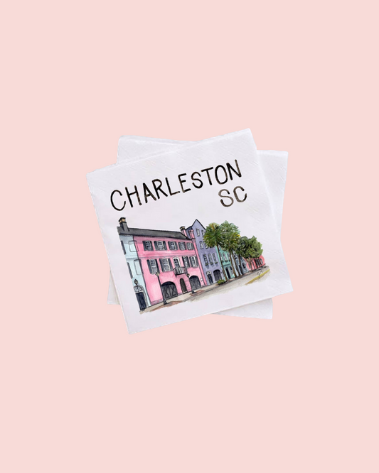 Charleston SC Rainbow Row Cocktail Napkins