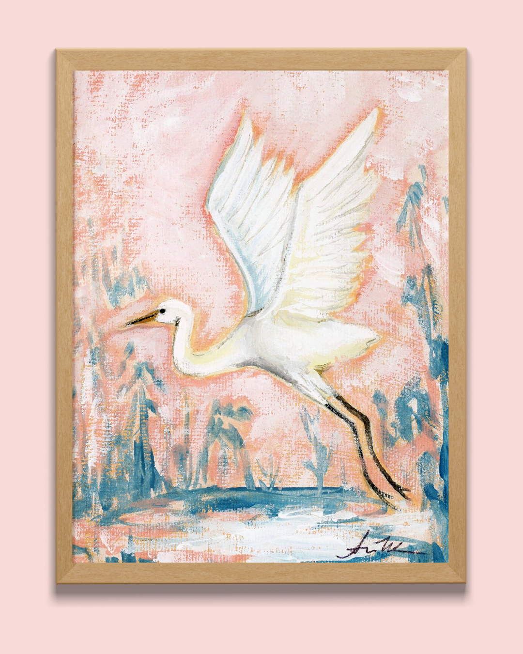 Rosemary Coral White Egret, a Vertical Print