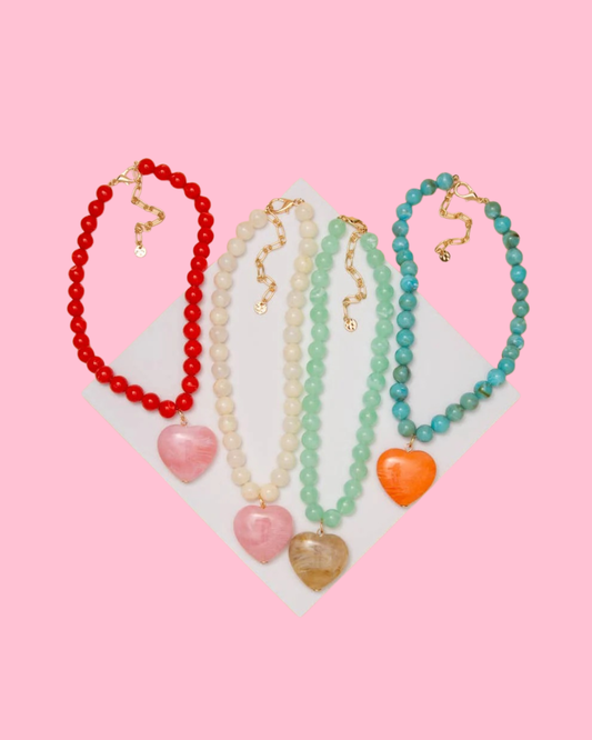 Heart Stone Beaded Necklace