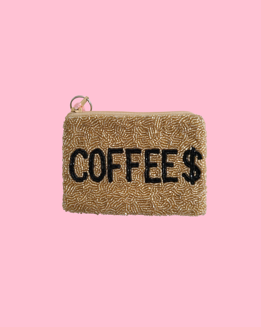 COFFEE$ Beaded Coin Purse