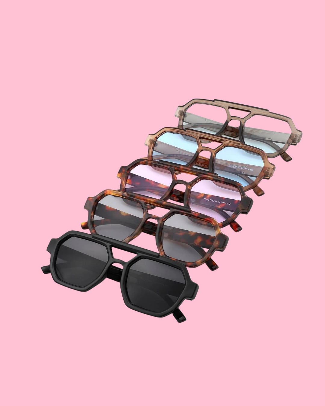 Square Geometric Block Aviator Brow-Bar Sunglasses
