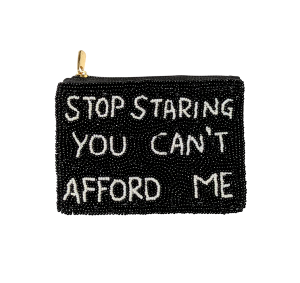 Ladies Fully Beaded YOU CANT AFFORD ME Coin Purse