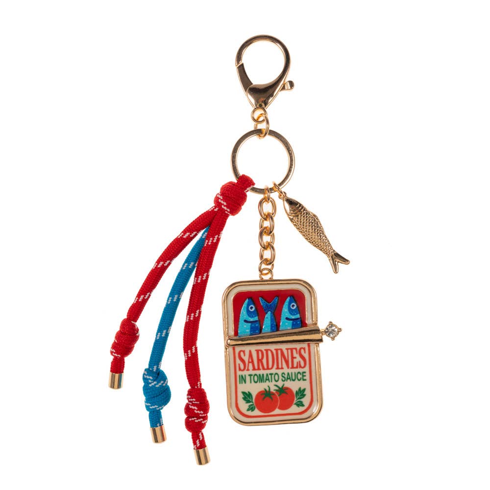 SARDINES CAN SHAPED PRINT W  ROPE SINGLE  BAG CHARM