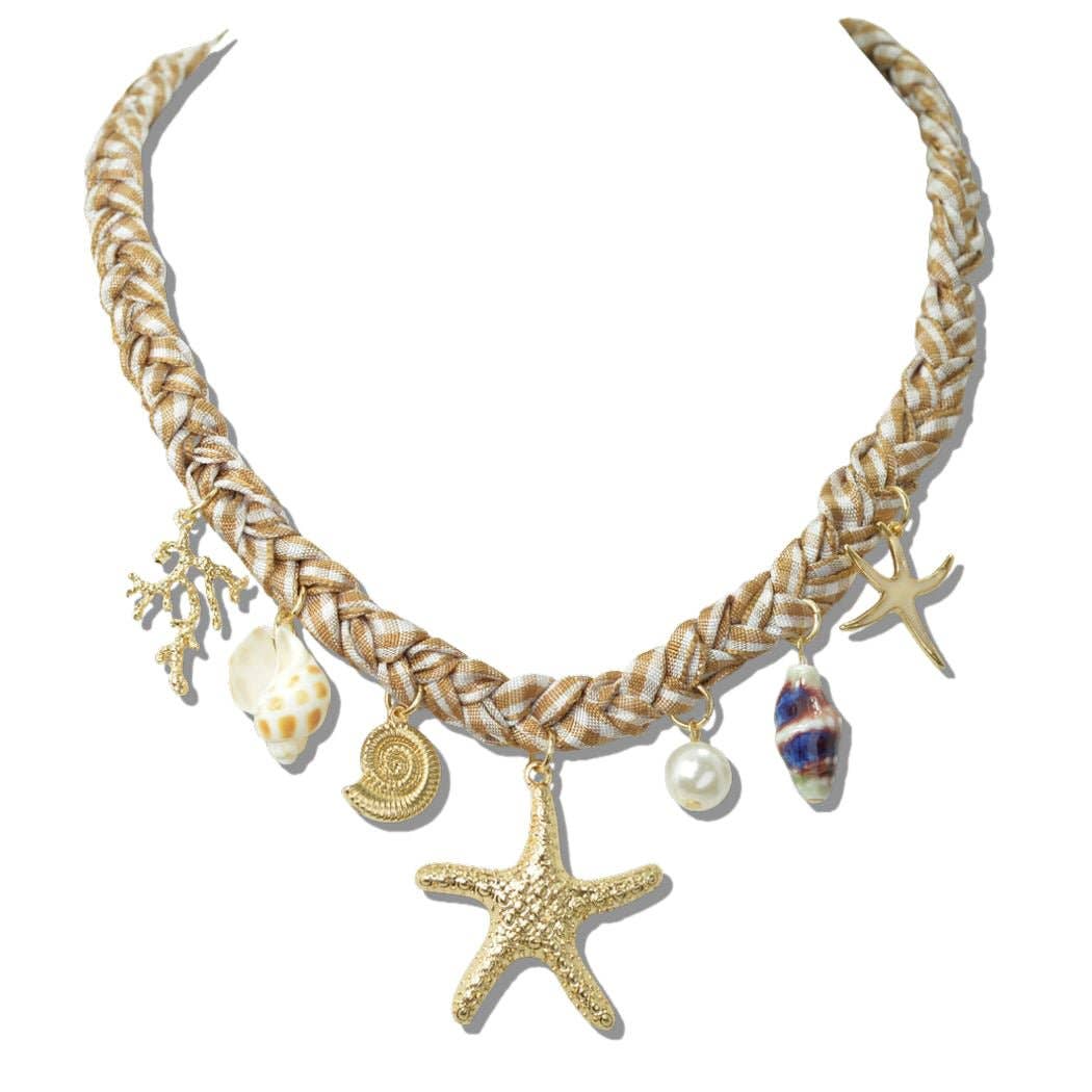 GINGHAM OCEAN COASTAL CHARM NECKLACE 111514