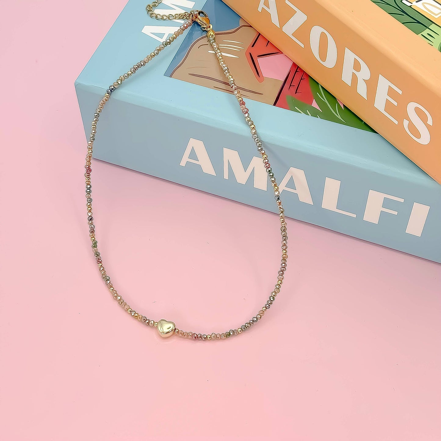  Tiny Gold Heartbeat Necklace 
