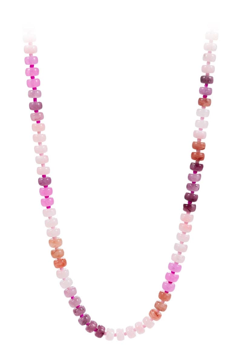 Flat Round Resin Beads Ombre Mixed Short Necklace