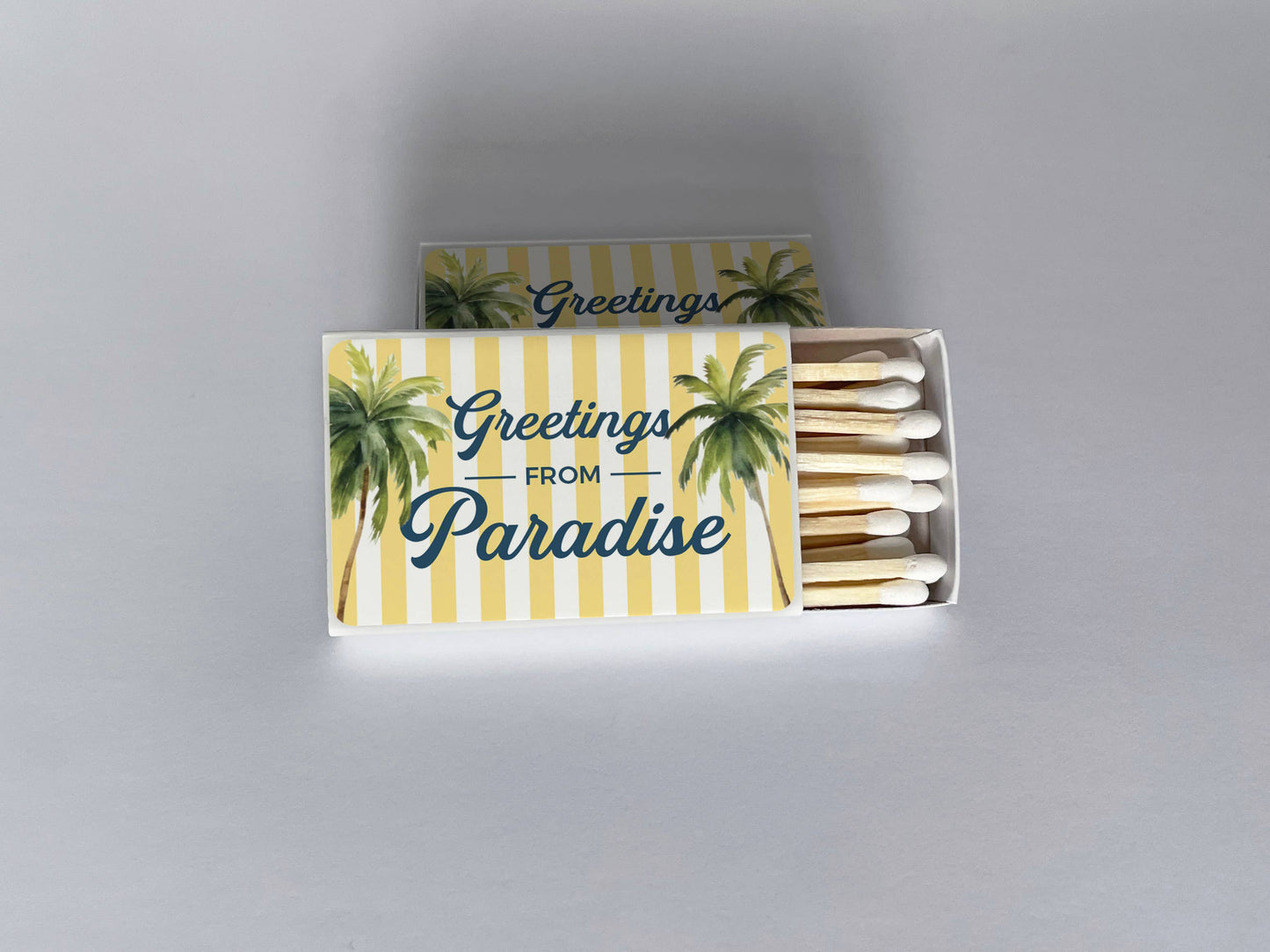 Greetings from Paradise Palm Trees Striped Matchbook