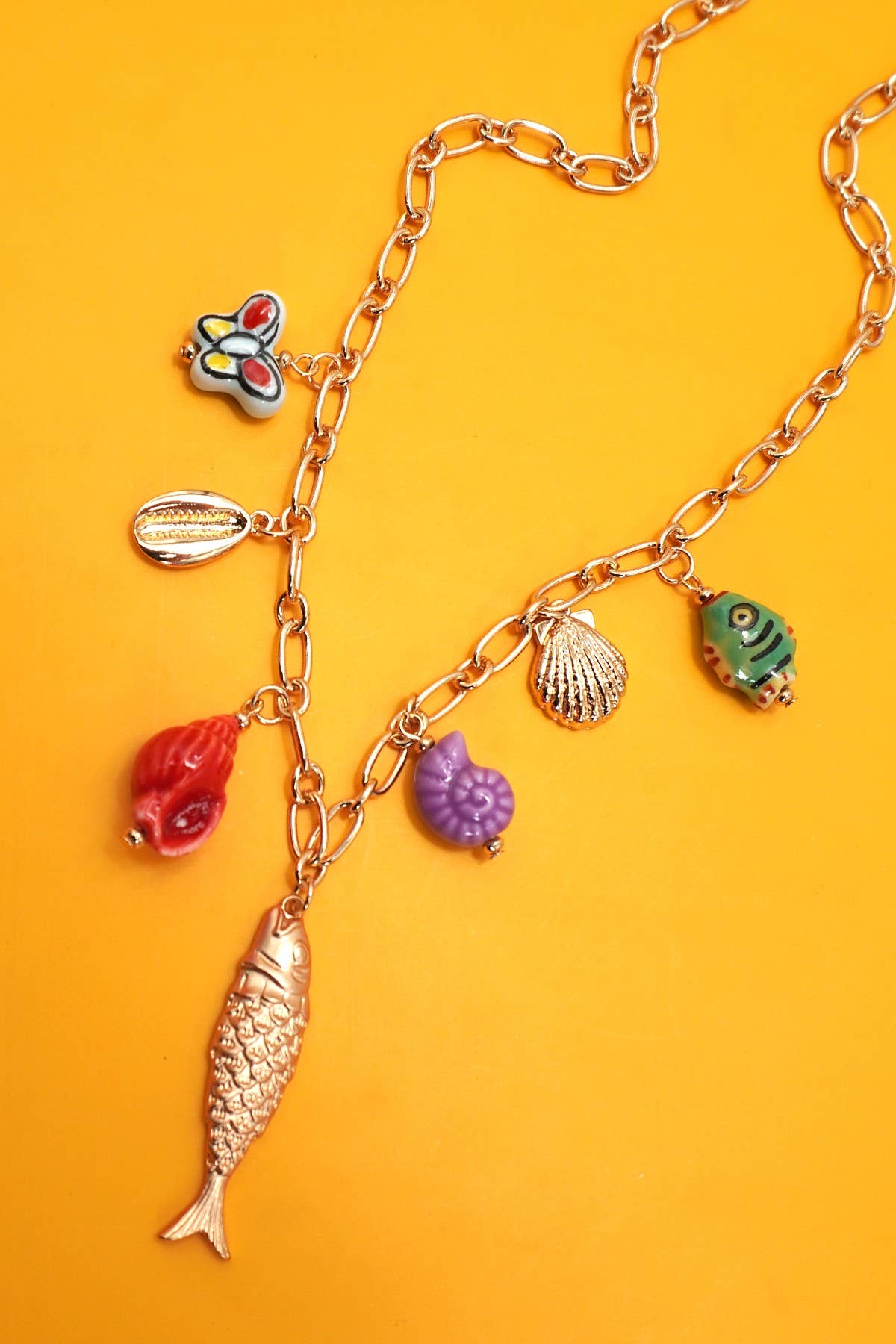 Porcelain Sea Inspired Charm Necklace