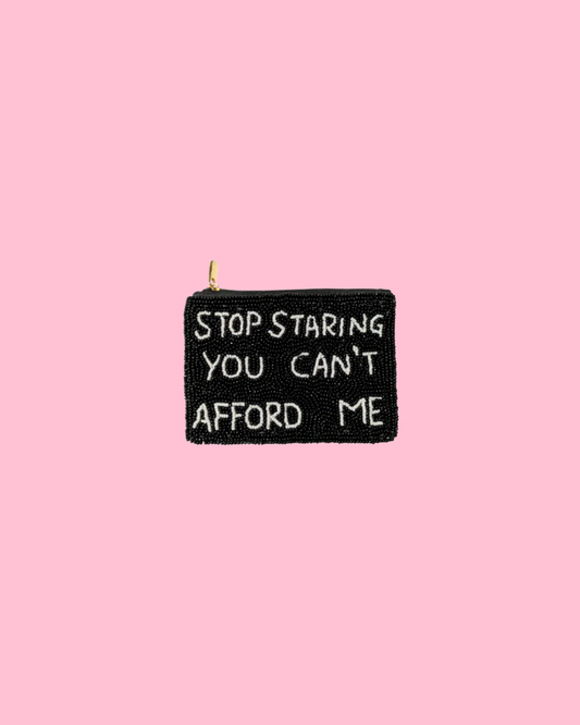 Ladies Fully Beaded YOU CANT AFFORD ME Coin Purse