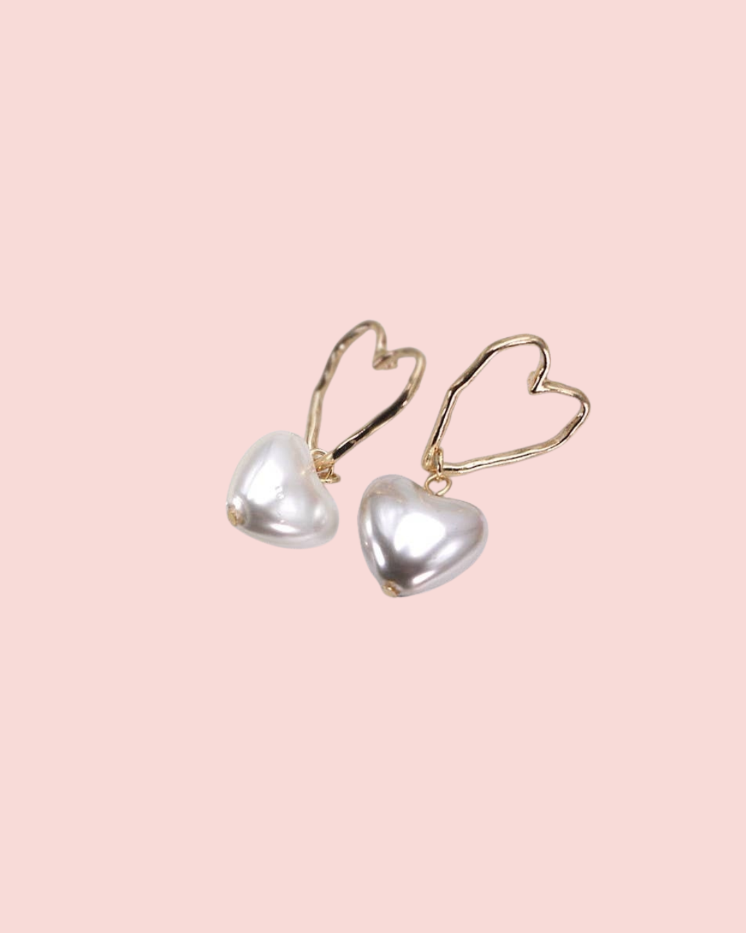 Hammer Heart Pearl Drop Earrings