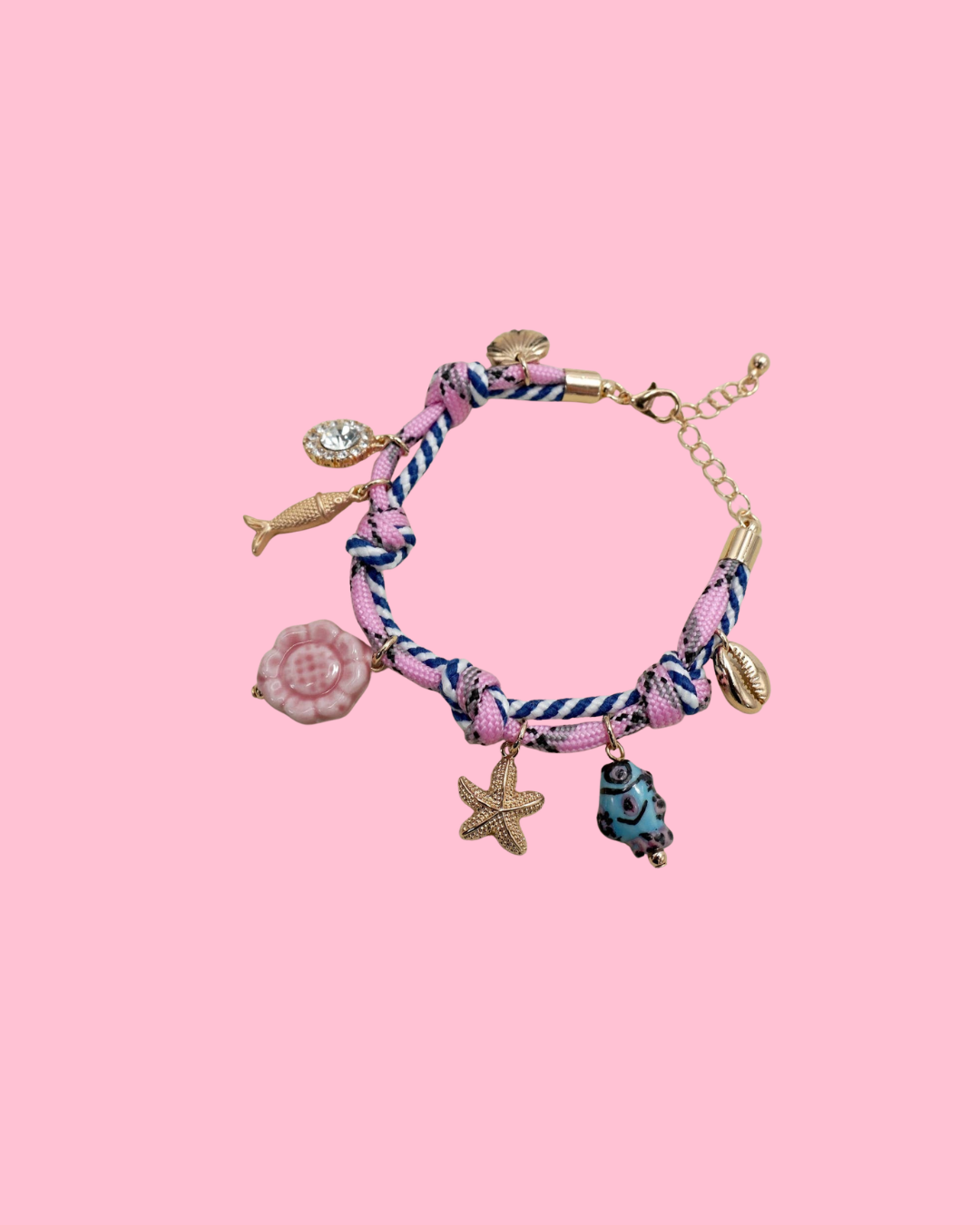 Fish Porcelain Rhinestone Charm Bracelet